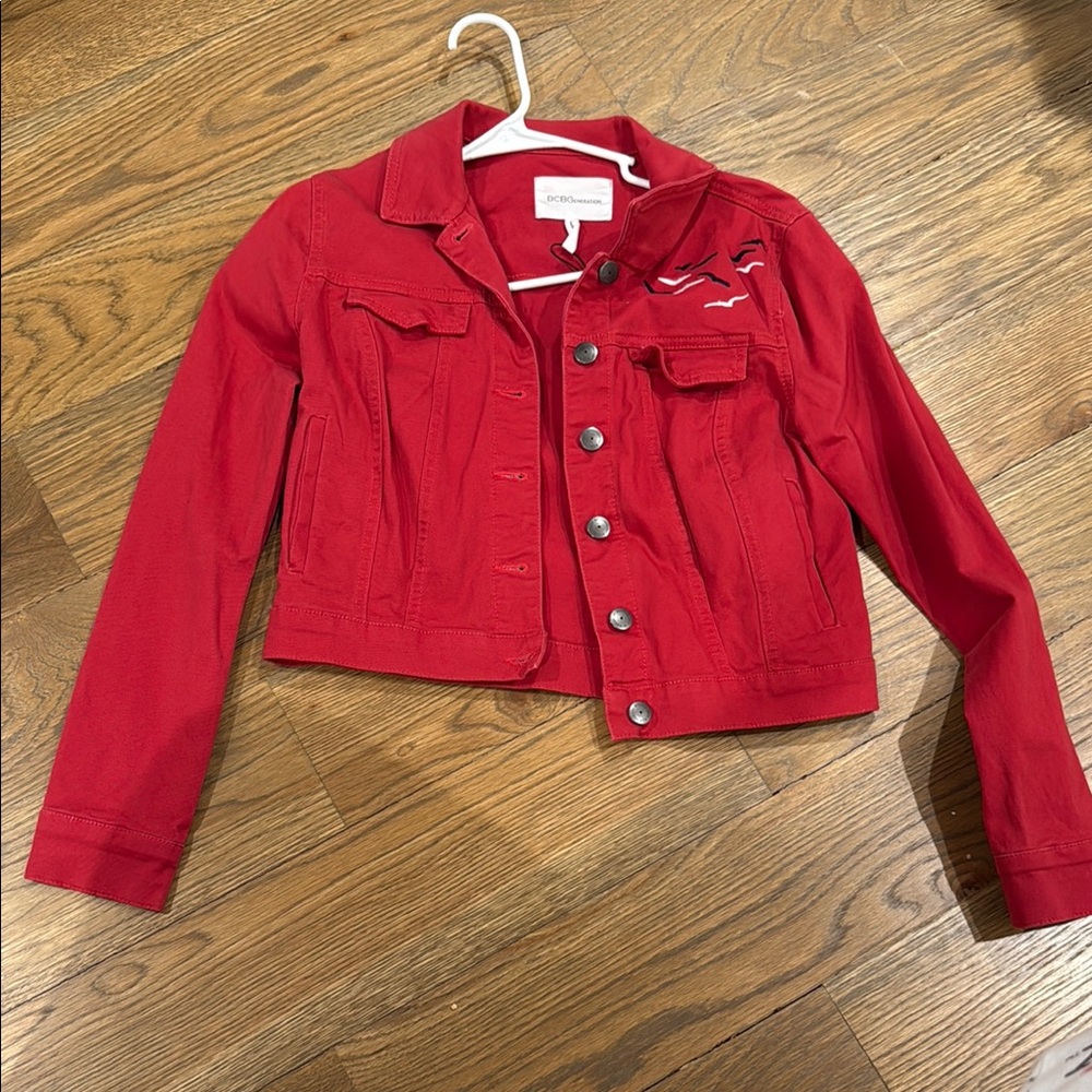 BCBGeneration Women's Red Denim Jacket